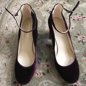 Marc Fisher Purple Velvet Ankle Strap Pumps